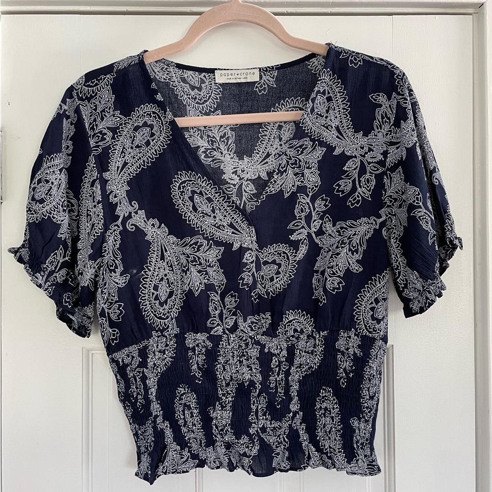 Large Navy Crop Top